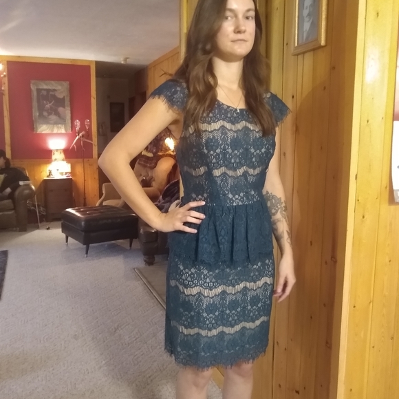Blue Lace Anthropologie dress - Picture 3 of 7